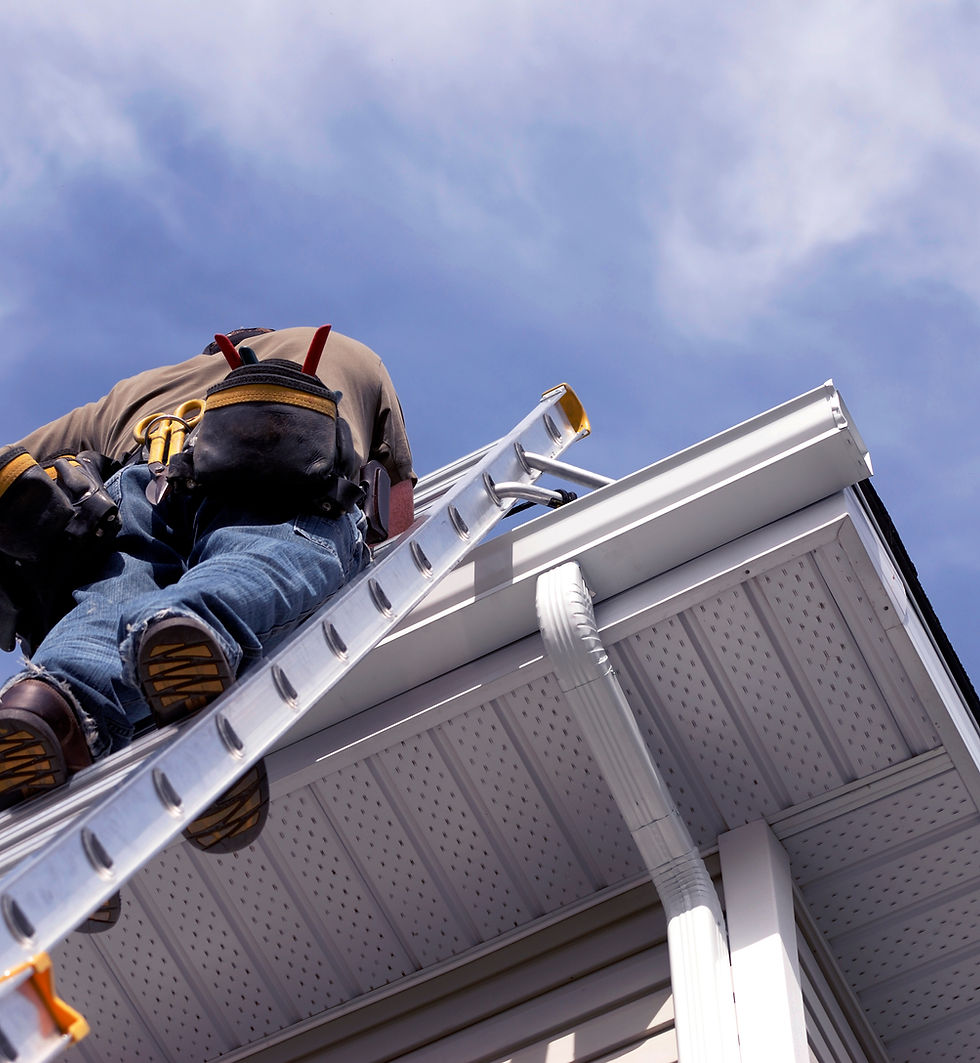 Aaron working on a gutter project